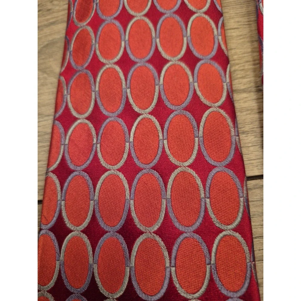 Ted Baker London‎ Mens Silk Necktie Pink Orange Purple Oval Geometric
